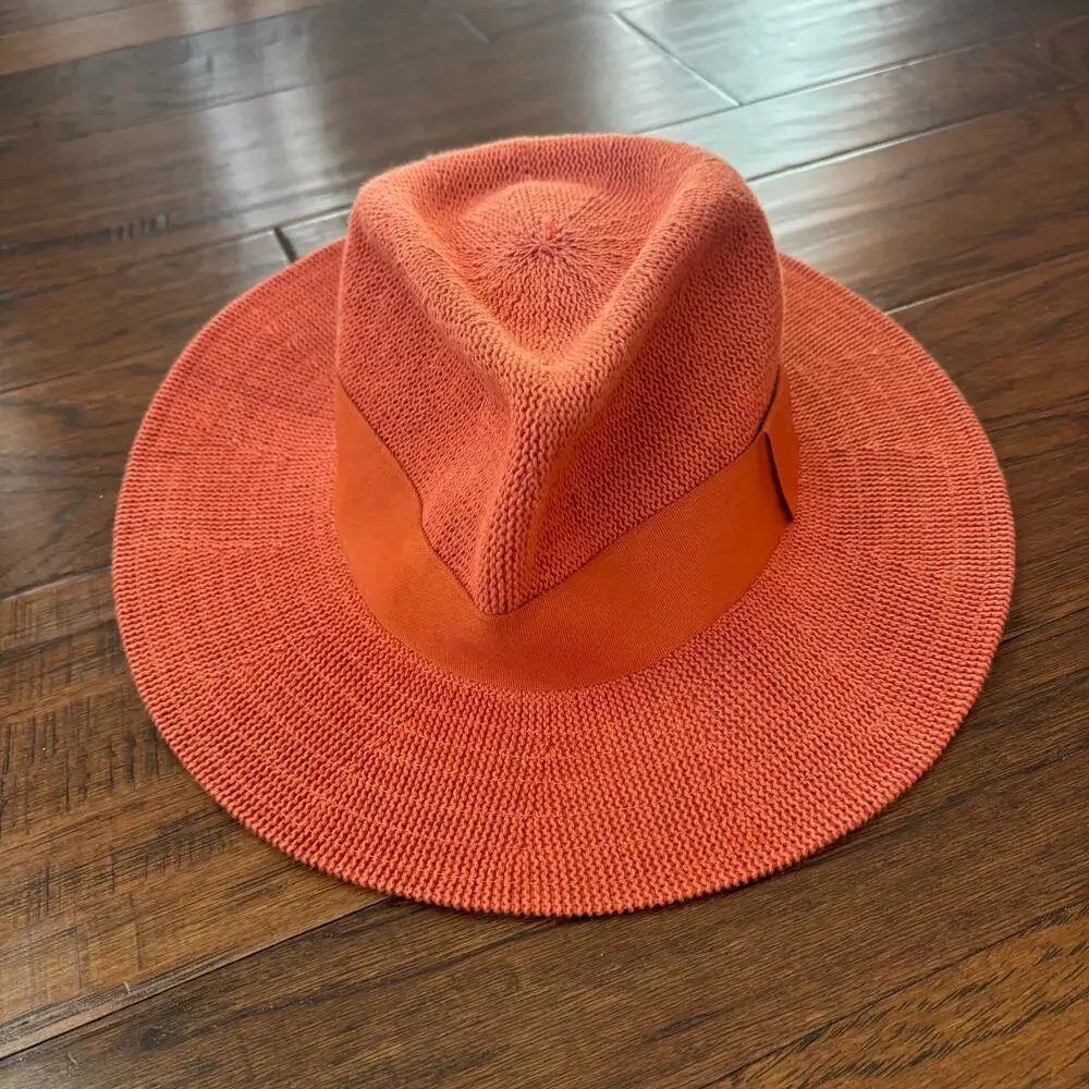 By‎ Anthropologie Women’s Rowan Rancher Hat Orange Resort Wide-Brim Fedora
